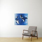 Tribal Orca Killer Whales Wandteppich (Beispiel (Horizontal))