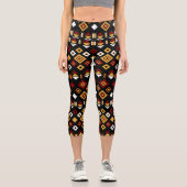 Tribal-Ornamente Capri Leggings (Vorderseite)