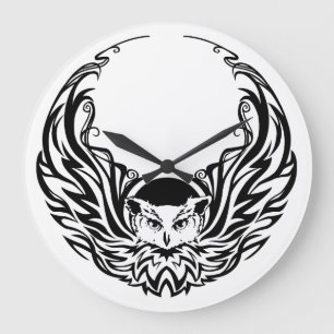 Tribal Owl Große Wanduhr