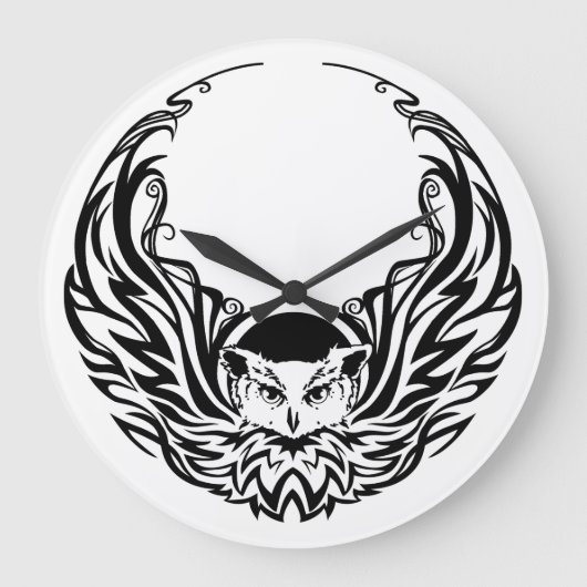 Tribal Owl Große Wanduhr (Vorderseite)
