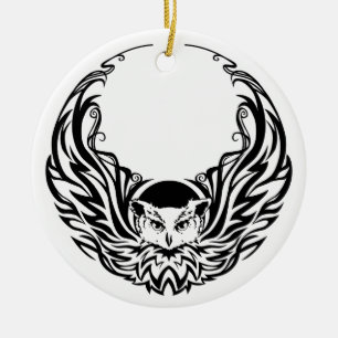 Tribal Owl Keramikornament
