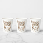 Tribal Owl Line Kunst Modernes Braun Abstrakt Pappbecher
