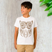 Tribal Owl Line Kunst Modernes Braun Abstrakt T-Shirt