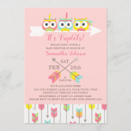 Tribal Owls Triplets Kinderdusche Einladung