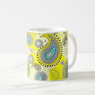 Tribal Paisley-Muster Zitronengelb Türkis Kaffeetasse