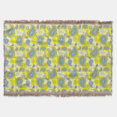 Tribal Paisley Pattern Lemon Yellow Turquoise Decke (Vorderseite)