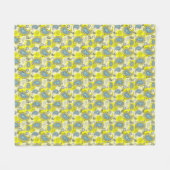 Tribal Paisley Pattern Lemon Yellow Turquoise Fleecedecke (Vorderseite (Horizontal))