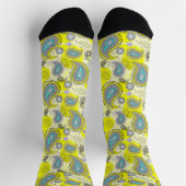 Tribal Paisley Pattern Lemon Yellow Turquoise Socken (Oben)