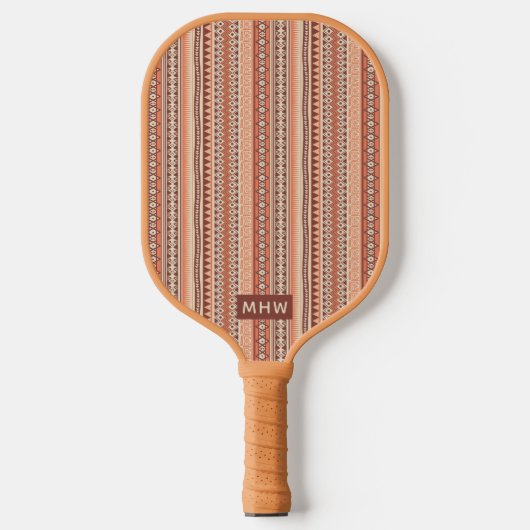 Tribal pattern custom monogram pickleball schläger (Vorderseite)