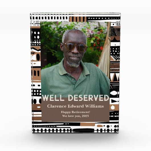 Tribal Patterns Retirement Gift for Black Dad Fotoblock (Vorderseite)
