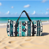 Tribal Paw Print Teal Duffle Bag