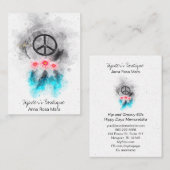 *~* Tribal Peace Sign Feathers Blume Boho Grunge Visitenkarte (Vorne/Hinten)