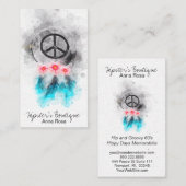 *~* Tribal Peace Sign Feathers Blume Grunge Boho Visitenkarte (Vorne/Hinten)