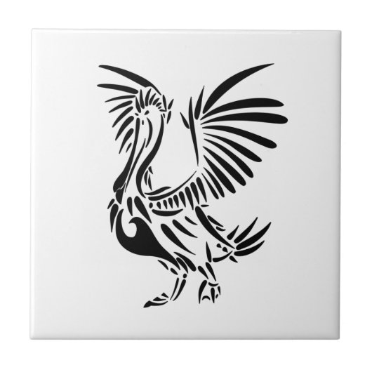 Tribal Pelican Art Fliese (Vorderseite)