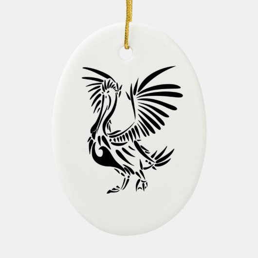 Tribal Pelican Art Keramik Ornament (Vorne)