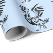 Tribal Pelican Art on Blue Geschenkpapier (Rolleneckpunkt)