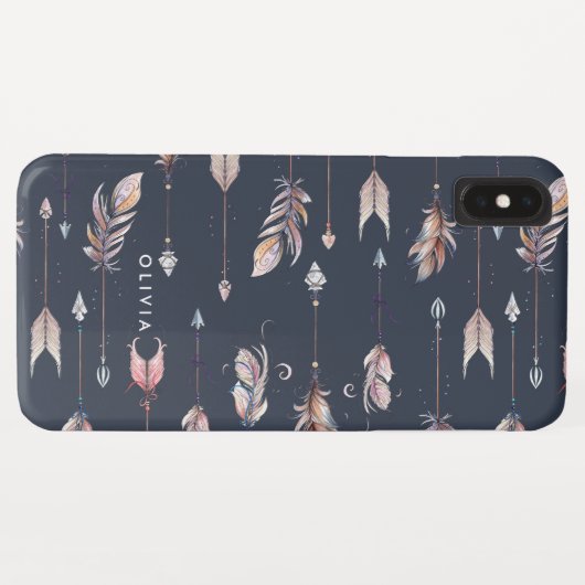 Tribal-Pfeile mit Federn Case-Mate iPhone Hülle (Rückseite (Horizontal))