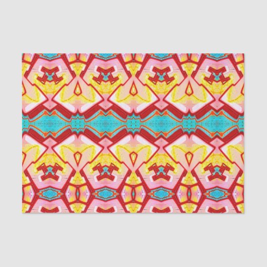 Tribal Pink Aquamarin Art Muster Decoupage Seidenpapier (Vorderseite)