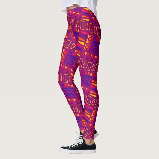 Tribal Pink Blue Minimal Muster Leggings (Links)