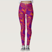 Tribal Pink Blue Minimal Muster Leggings (Vorderseite)