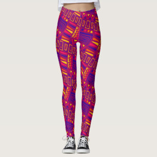 Tribal Pink Blue Minimal Muster Leggings