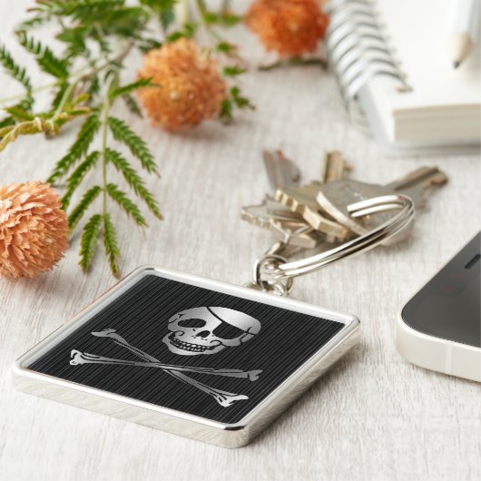 Tribal Pirate Silver & Black Schlüsselanhänger (Seite)