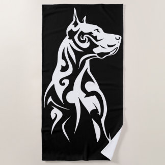 Tribal Pitbull Minimal Black and White Design Strandtuch