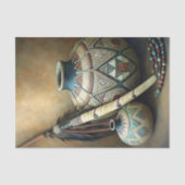 Tribal Pottery & Feather Staff Decoupage Seidenpapier (Vorderseite)