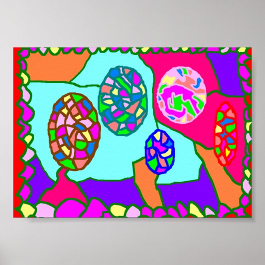 Tribal primitives Kunstposter in lebhaften Farben Poster (Vorne)