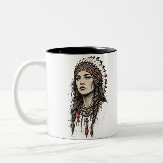 Tribal Queen Wild Soul Two-Tone Coffee Mug Zweifarbige Tasse (Links)