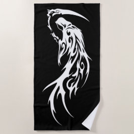 Tribal-Reaper-Minimal-Schwarz-Weiß-Dunkles-Design Strandtuch