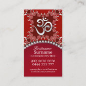 Tribal Red Silver Om Reiki Yoga Business Cards Visitenkarte (Vorderseite)