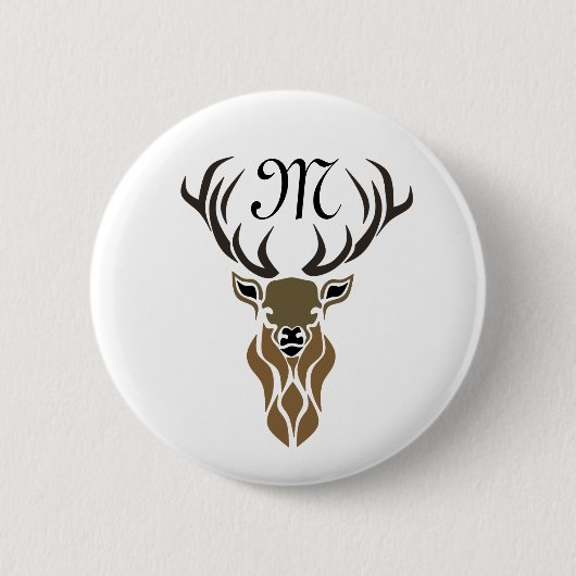 Tribal Red Stag Monogram Button (Vorderseite)