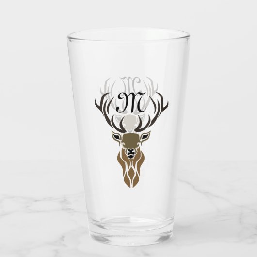 Tribal Red Stag Monogram Glas (Rückseite)