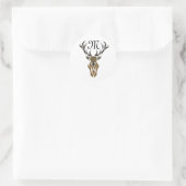 Tribal Red Stag Monogram Runder Aufkleber (Tasche)