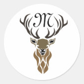 Tribal Red Stag Monogram Runder Aufkleber (Vorderseite)