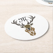 Tribal Red Stag Monogram Runder Pappuntersetzer (Angewinkelt)