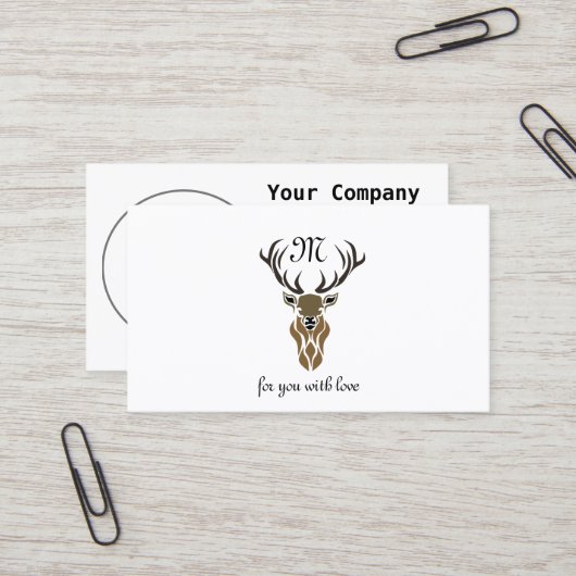 Tribal Red Stag Monogram Visitenkarte (Vorderseite/Rückseite Beispiel)