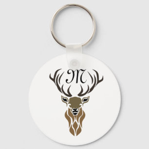 Tribal Red Stag Monogramm Schlüsselanhänger
