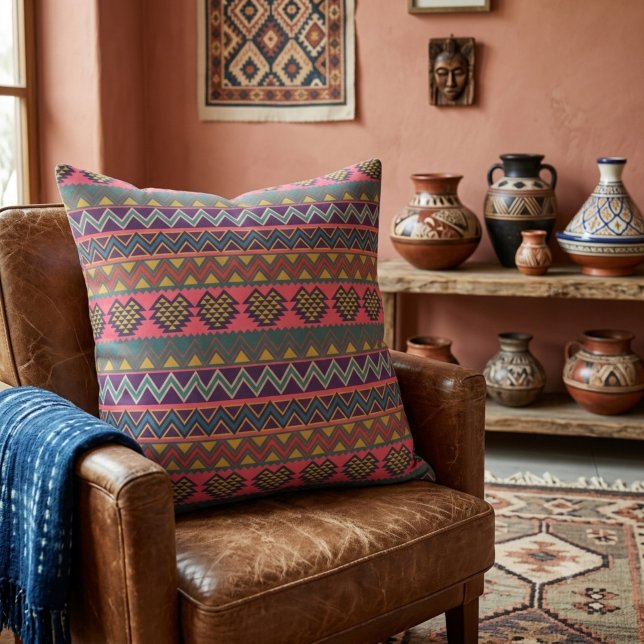 Tribal Rhythm Throw Kissen - Vibrant Geometric (Von Creator hochgeladen)
