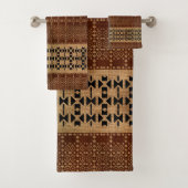 Tribal Rich Brown Mudcloth Badhandtuch Set (Insitu)