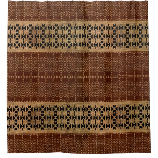 Tribal Rich Brown Mudcloth Duschvorhang (Vorderseite)