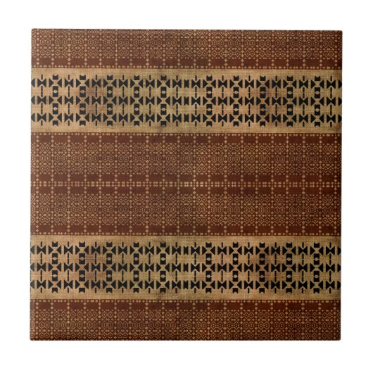 Tribal Rich Brown Mudcloth Fliese (Vorderseite)