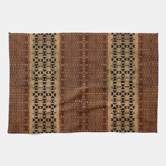 Tribal Rich Brown Mudcloth Geschirrtuch (Horizontal)