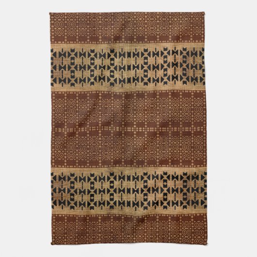 Tribal Rich Brown Mudcloth Geschirrtuch (Vertikal)