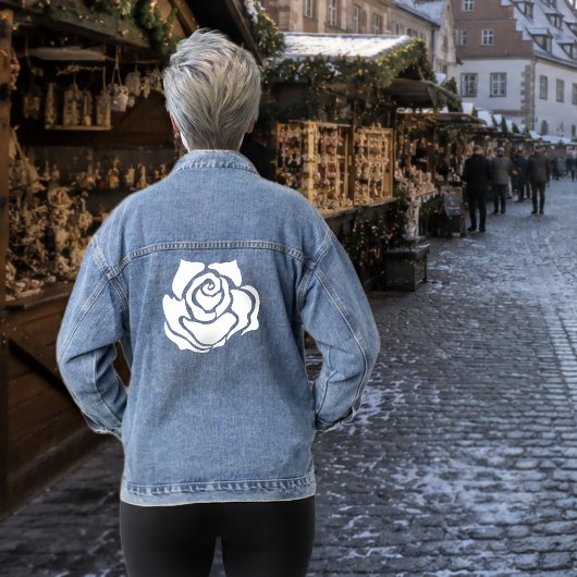 Tribal Rose White Jeansjacke