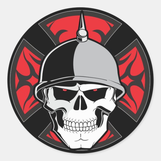 Tribal Round Cross Skull Runder Aufkleber (Vorderseite)