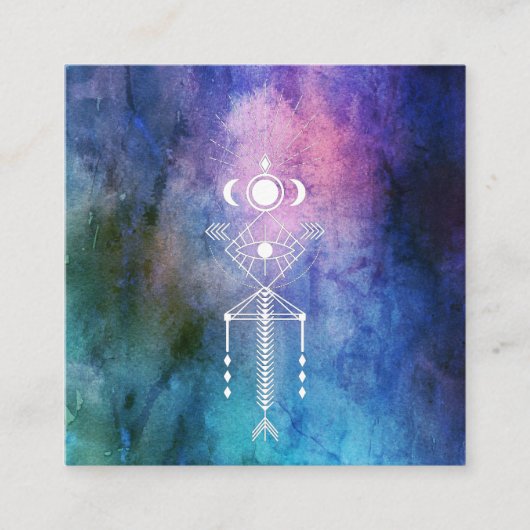 *~* Tribal Saccharose Wasserfarbe Shaman Uraztec Quadratische Visitenkarte (Vorderseite)