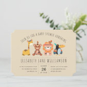 Tribal Safari Animals | Boy Baby Shower Party Einladung (Stehend Vorderseite)
