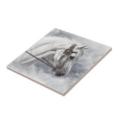 Tribal Schönes Weißes Pferd Keramik Tile Fliese (Seite)